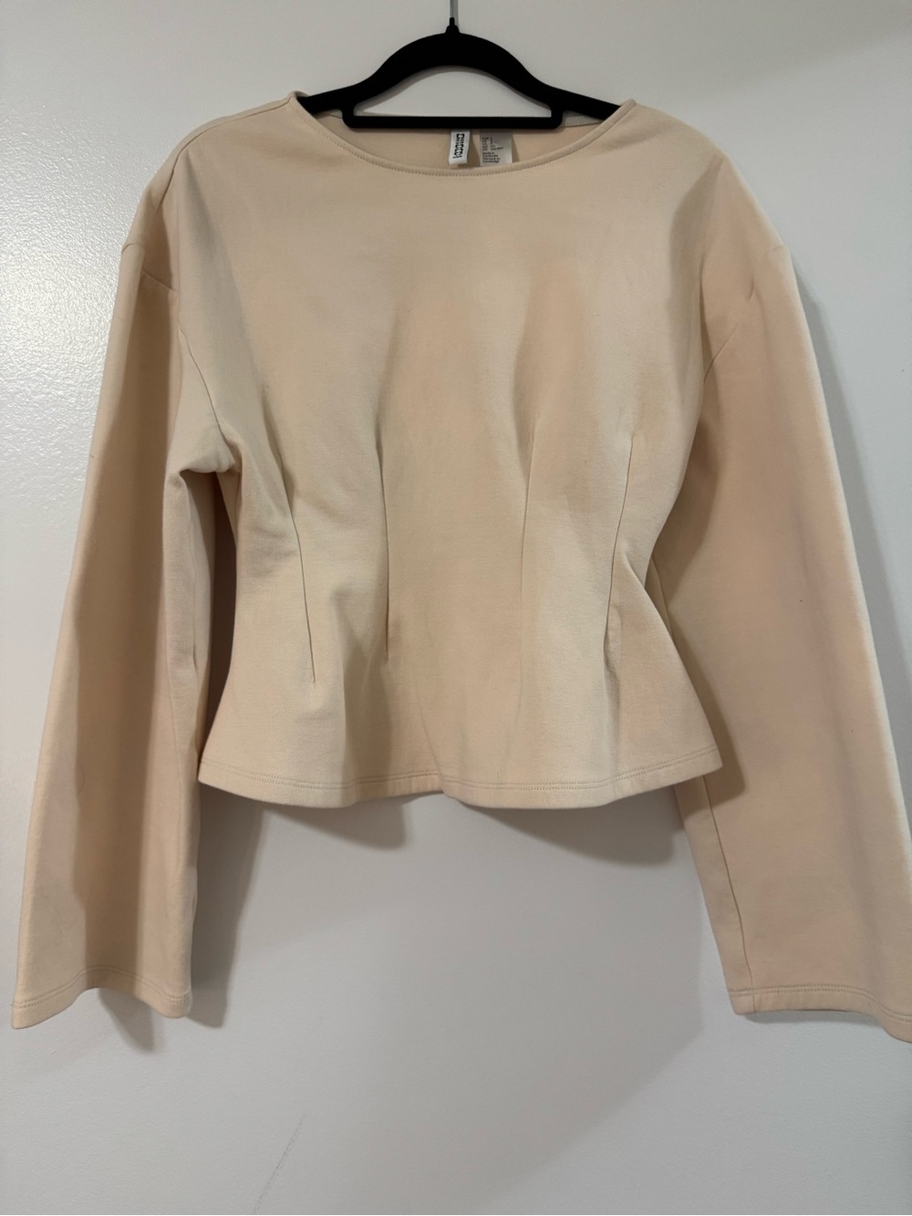 H&M Cream Peplum Long Sleeve Top